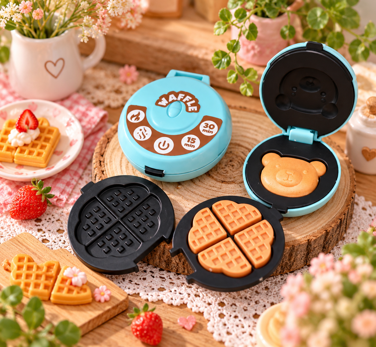 Miniatur Waffeleisen für Wichtel und Puppenhaus
